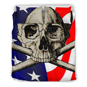 Flag Skull Beige Pillow/Duvet Set
