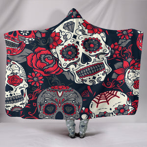 SSkull and Roses Hoodie Blanket