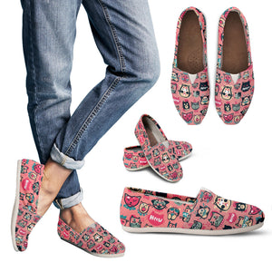 Pink Meow Cat Casual Slip On Shoes
