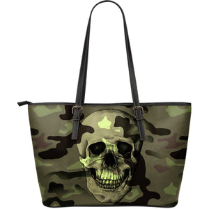 Camo Skull Large Leather Tote Bag