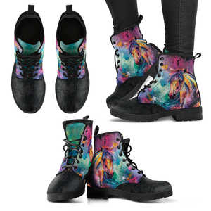 Horse Head Colorful Women's Vegan Leather Boots