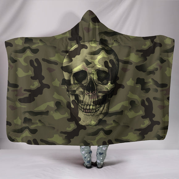 Camo Skull Hooded Blanket Camouflage with Skulls