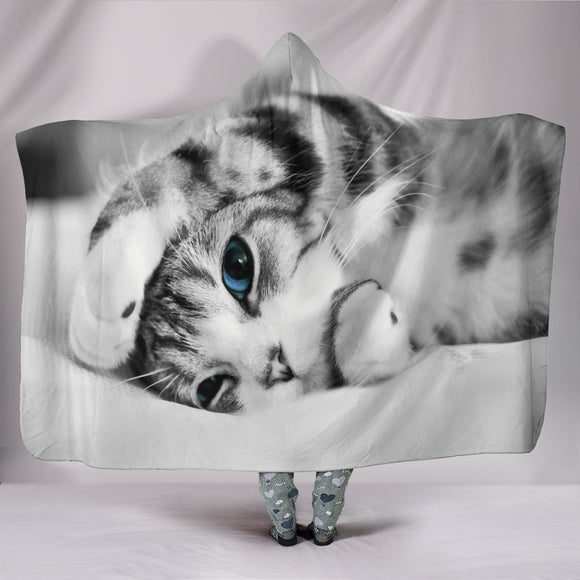 Paw Hiding Cat Hooded Blanket