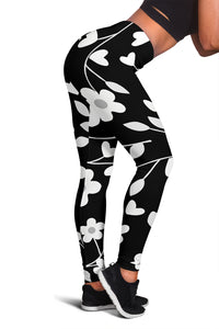 Neutral Floral Black White and Gray Leggings