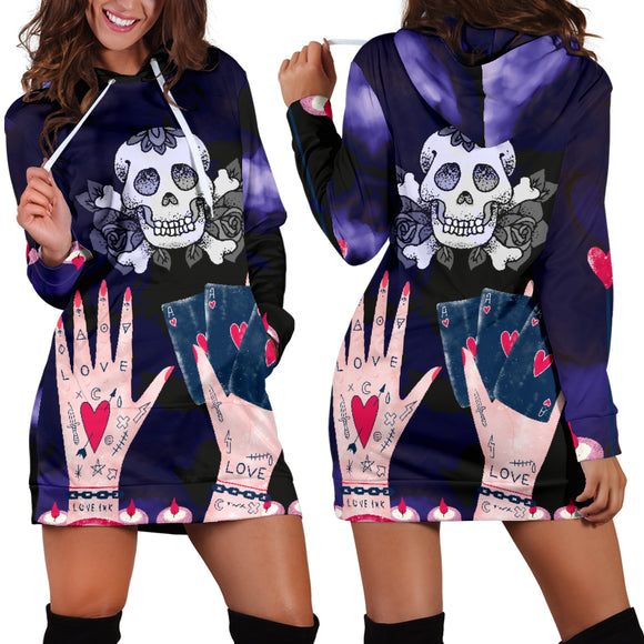 Love Ink Hoodie Dress for Tattoo and Skull Lovers