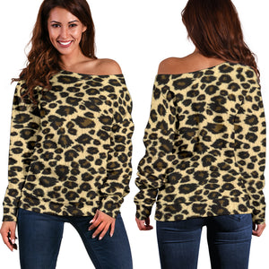 Leopard Pattern Women's Off Shoulder Sweater