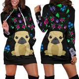 Charming Pugs Hoodie Dress with Cute Pug Dogs