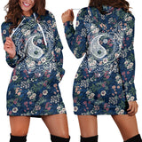 Yin Yang Floral Hoodie Dress