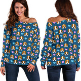 Dogs and Hearts Women's Off Shoulder Sweater