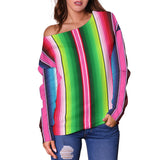 Mexican Stripe Off Shoulder Sweater