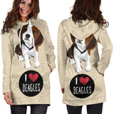 I Love Beagles Hoodie Dress