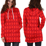 Red Argyle Womens Hoodie Dress