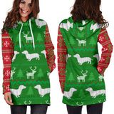 Ugly Christmas Sweater Hoodie Dress With Dachshunds
