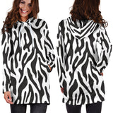 Black and White Animal Pattern Hoodie Dress