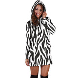 Black and White Animal Pattern Hoodie Dress