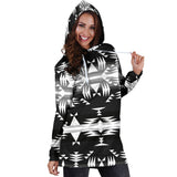 Between the Mountains Black and White Hoodie Dress