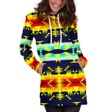 Between the Mountains Navy Yellow Hoodie Dress