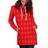 Red Argyle Womens Hoodie Dress