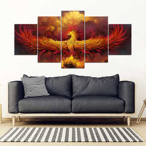 Phoenix Fire Framed Wall Art Canvas - 5 Piece