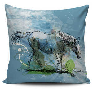 Dreamy Blue Horse Pillow Cover
