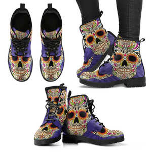 Purple SSkull Vegan Women's Boots
